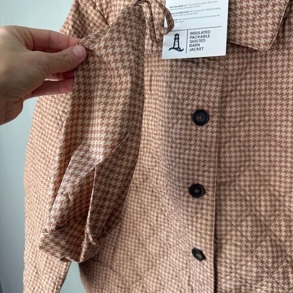 Nwt Lands' End Insulated Packable Quilted Jacket Women Lg Petite Tan Houndstooth - Picture 5 of 9